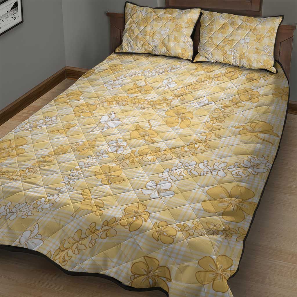 Melemele Aloha Hawaii Quilt Bed Set Plumeria Lei With Palaka Motif - Polynesian Pride