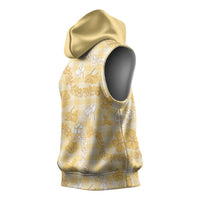 Melemele Aloha Hawaii Sleeveless Hoodie Plumeria Lei With Palaka Motif - Polynesian Pride
