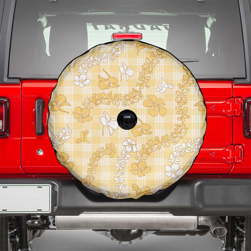 Melemele Aloha Hawaii Spare Tire Cover Plumeria Lei With Palaka Motif - Polynesian Pride