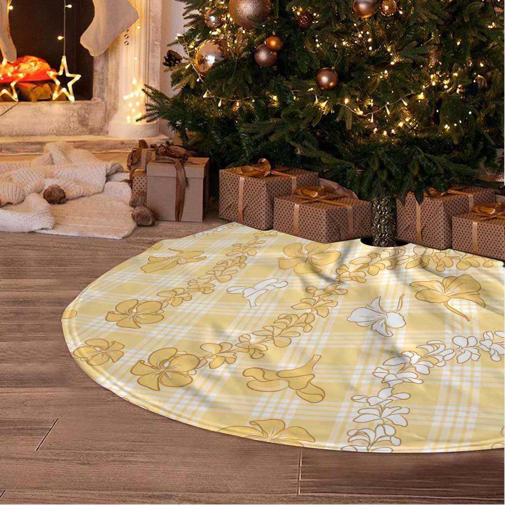 Melemele Aloha Hawaii Tree Skirt Plumeria Lei With Palaka Motif - Polynesian Pride