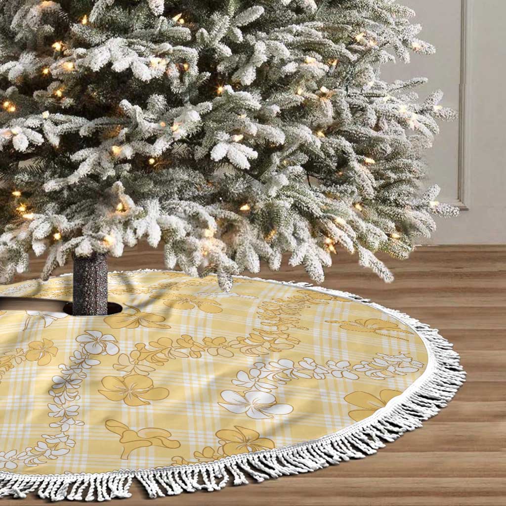 Melemele Aloha Hawaii Tree Skirt Plumeria Lei With Palaka Motif - Polynesian Pride