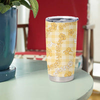 Melemele Aloha Hawaii Tumbler Cup Plumeria Lei With Palaka Motif - Polynesian Pride