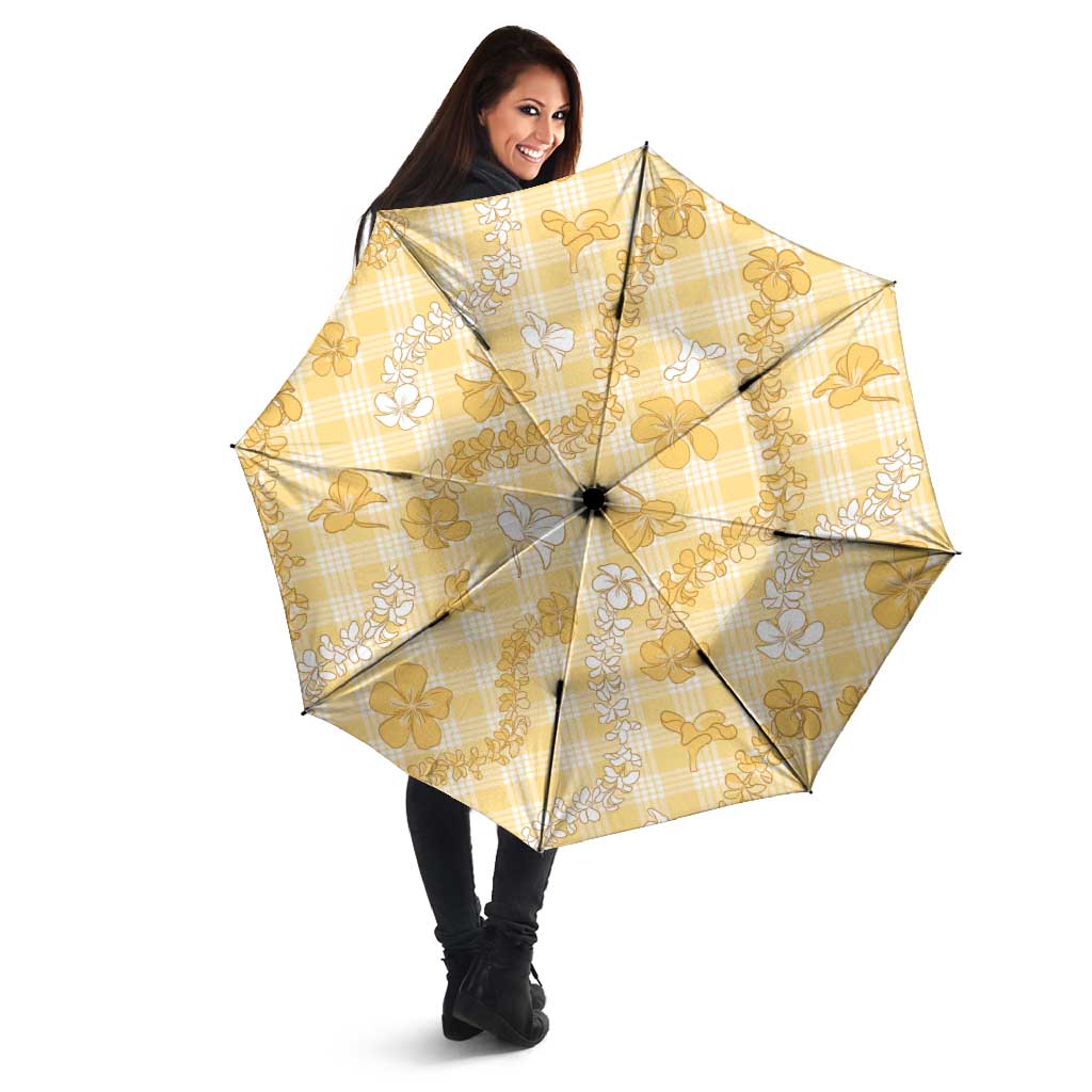 Melemele Aloha Hawaii Umbrella Plumeria Lei With Palaka Motif - Polynesian Pride