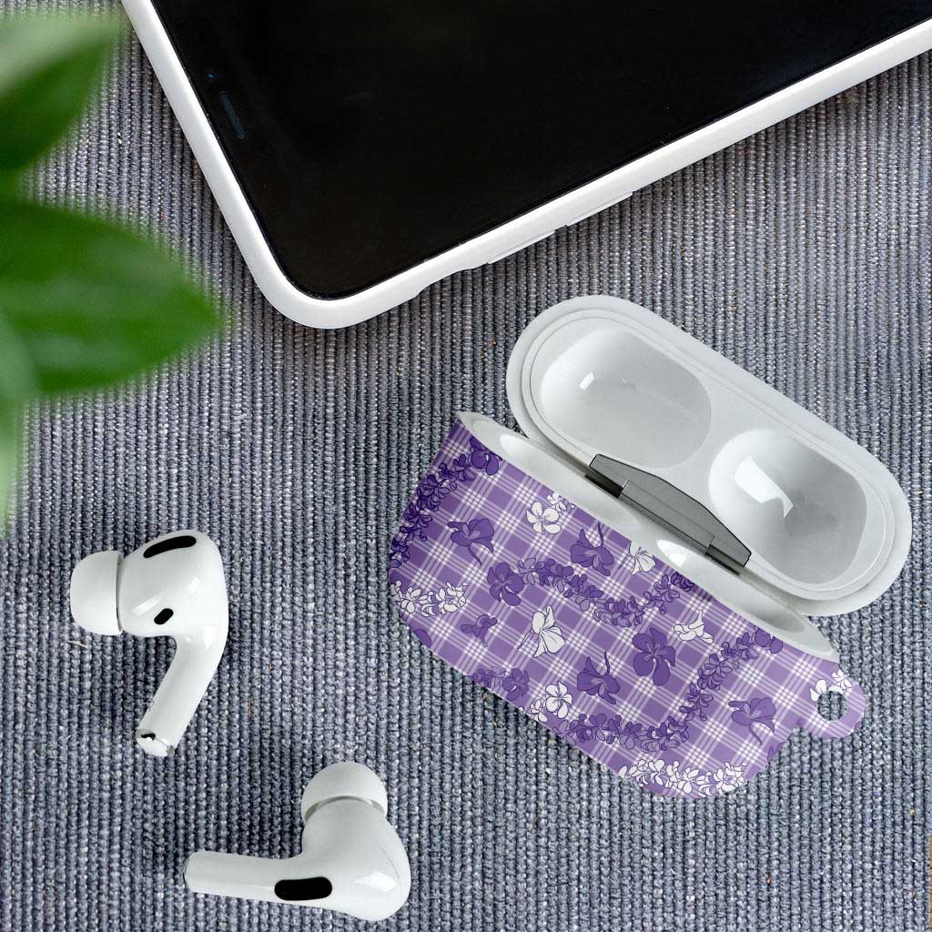 Poni Aloha Hawaii AirPods Case Plumeria Lei With Palaka Motif - Polynesian Pride