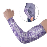 Poni Aloha Hawaii Arm Sleeves Plumeria Lei With Palaka Motif LT14 Set of 2 Purple - Polynesian Pride