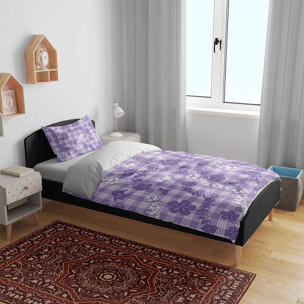 Poni Aloha Hawaii Bedding Set Plumeria Lei With Palaka Motif - Polynesian Pride
