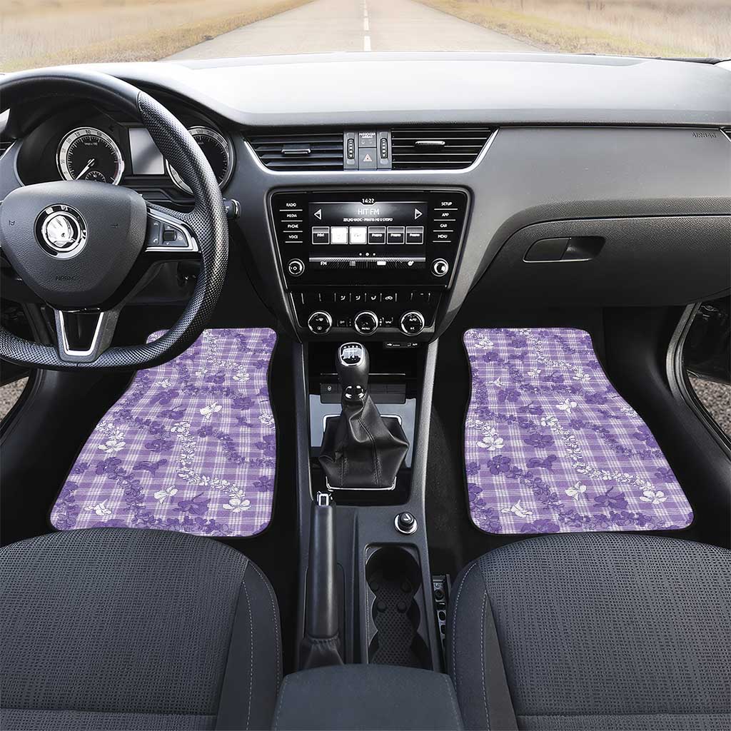 Poni Aloha Hawaii Car Mats Plumeria Lei With Palaka Motif - Polynesian Pride