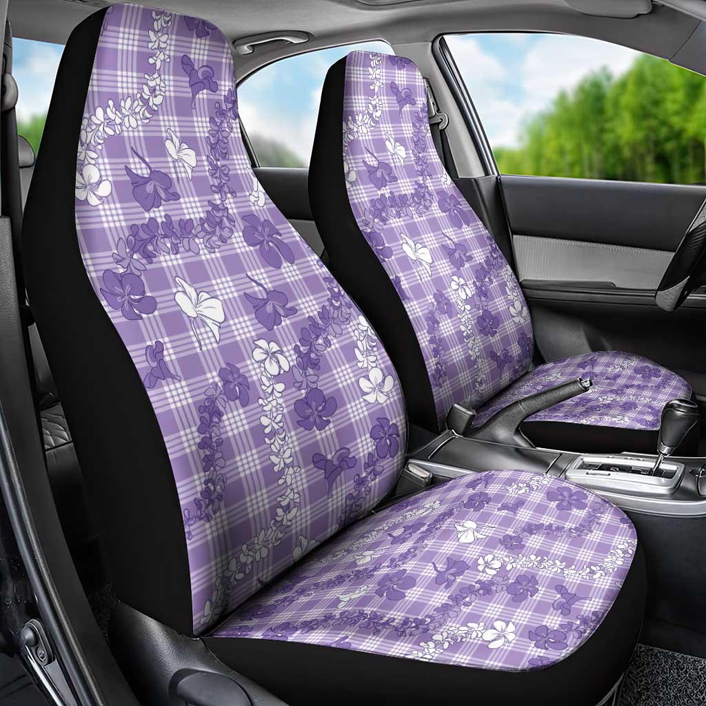 Poni Aloha Hawaii Car Seat Cover Plumeria Lei With Palaka Motif - Polynesian Pride