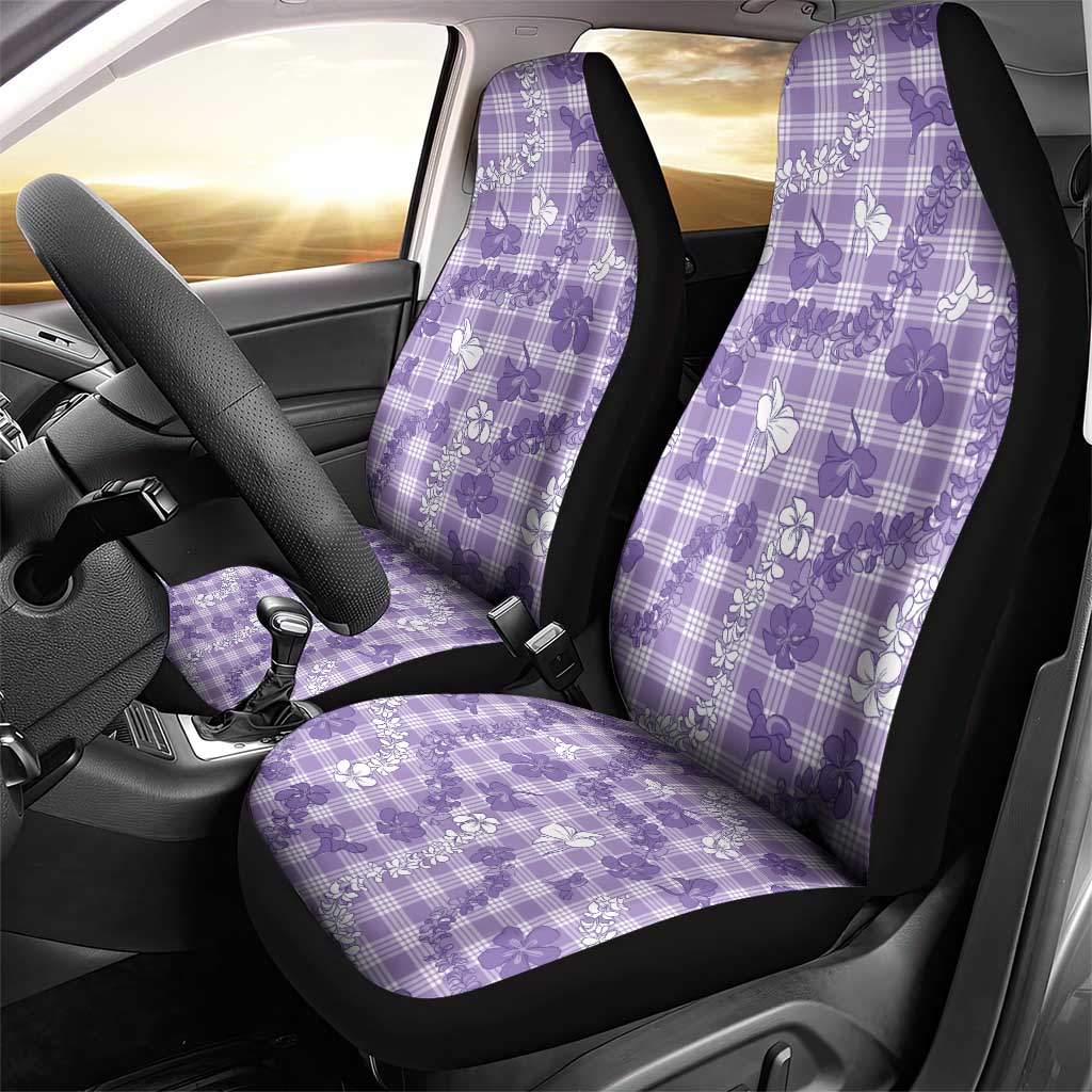 Poni Aloha Hawaii Car Seat Cover Plumeria Lei With Palaka Motif - Polynesian Pride