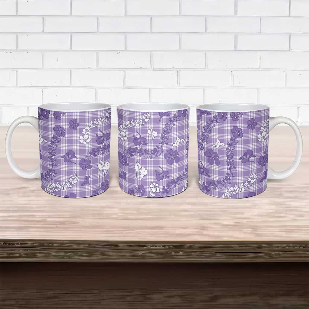 Poni Aloha Hawaii Ceramic Mug Plumeria Lei With Palaka Motif LT14 - Polynesian Pride
