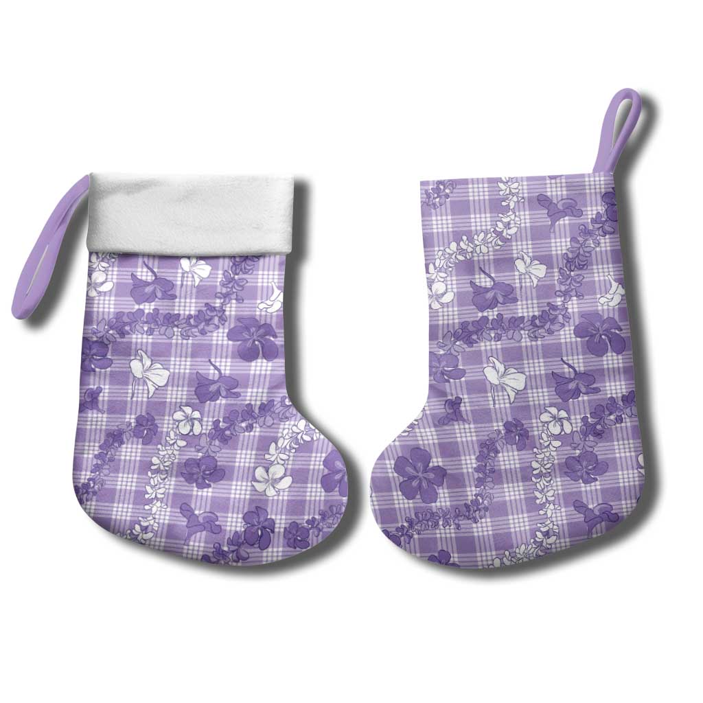Poni Aloha Hawaii Christmas Stocking Plumeria Lei With Palaka Motif - Polynesian Pride