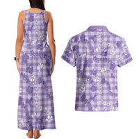 Poni Aloha Hawaii Couples Matching Tank Maxi Dress and Hawaiian Shirt Plumeria Lei With Palaka Motif LT14 - Polynesian Pride