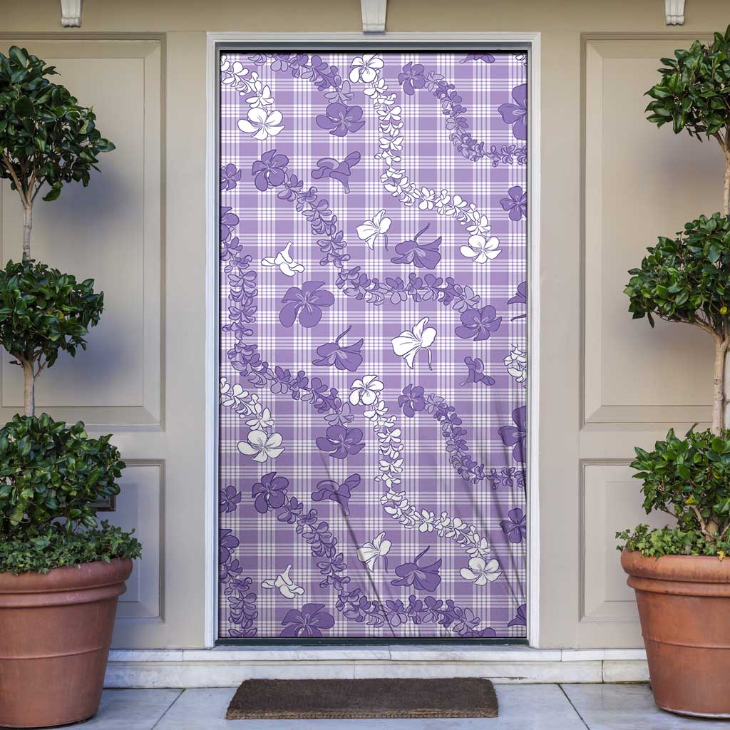 Poni Aloha Hawaii Door Cover Plumeria Lei With Palaka Motif LT14 Purple - Polynesian Pride
