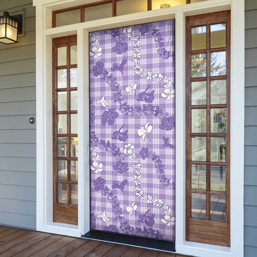 Poni Aloha Hawaii Door Cover Plumeria Lei With Palaka Motif - Polynesian Pride