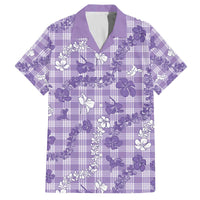 Poni Aloha Hawaii Family Matching Off The Shoulder Long Sleeve Dress and Hawaiian Shirt Plumeria Lei With Palaka Motif LT14 Dad's Shirt - Short Sleeve Purple - Polynesian Pride