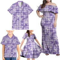 Poni Aloha Hawaii Family Matching Off Shoulder Maxi Dress and Hawaiian Shirt Plumeria Lei With Palaka Motif LT14 - Polynesian Pride