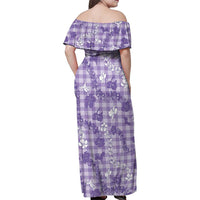 Poni Aloha Hawaii Family Matching Off Shoulder Maxi Dress and Hawaiian Shirt Plumeria Lei With Palaka Motif LT14 - Polynesian Pride