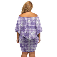 Poni Aloha Hawaii Family Matching Off Shoulder Short Dress and Hawaiian Shirt Plumeria Lei With Palaka Motif LT14 - Polynesian Pride