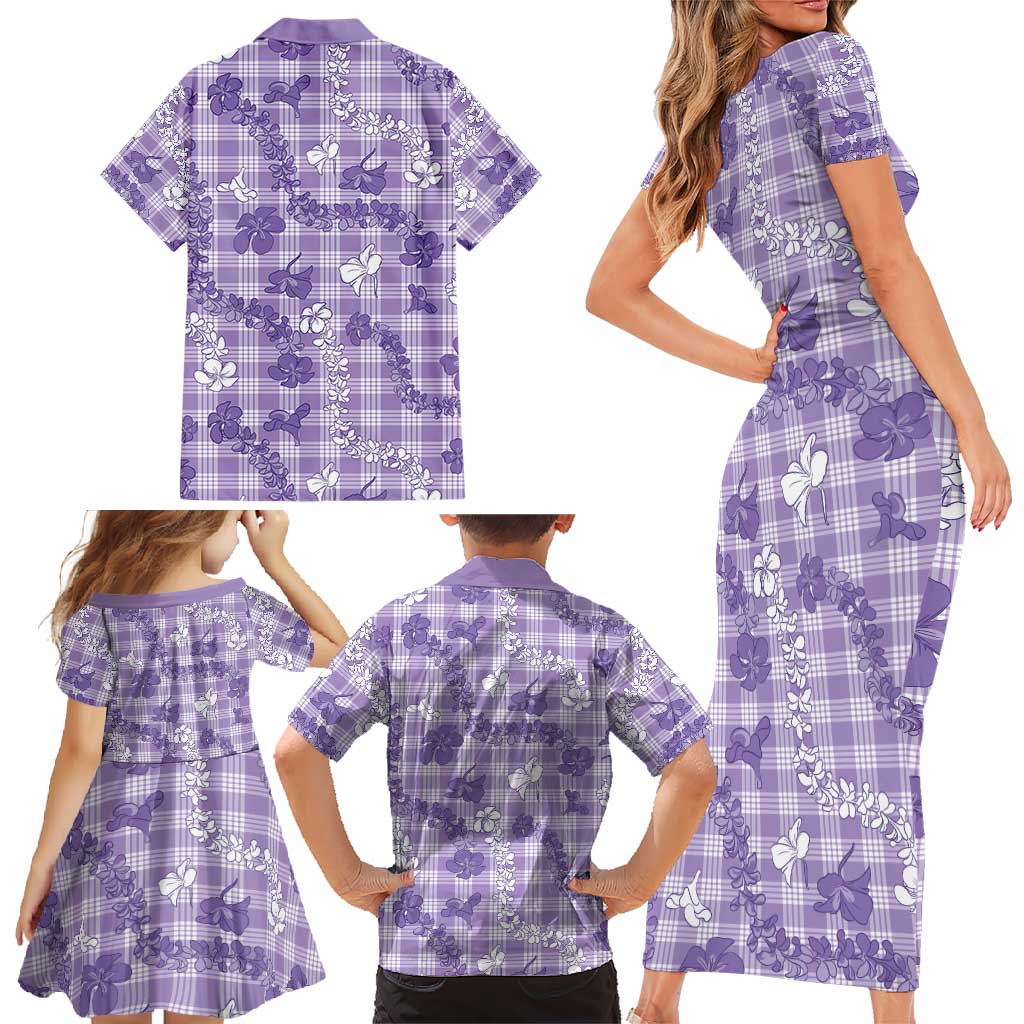 Poni Aloha Hawaii Family Matching Short Sleeve Bodycon Dress and Hawaiian Shirt Plumeria Lei With Palaka Motif LT14 - Polynesian Pride