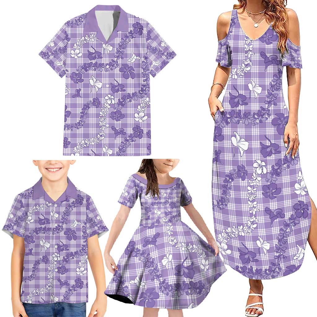 Poni Aloha Hawaii Family Matching Summer Maxi Dress and Hawaiian Shirt Plumeria Lei With Palaka Motif LT14 - Polynesian Pride