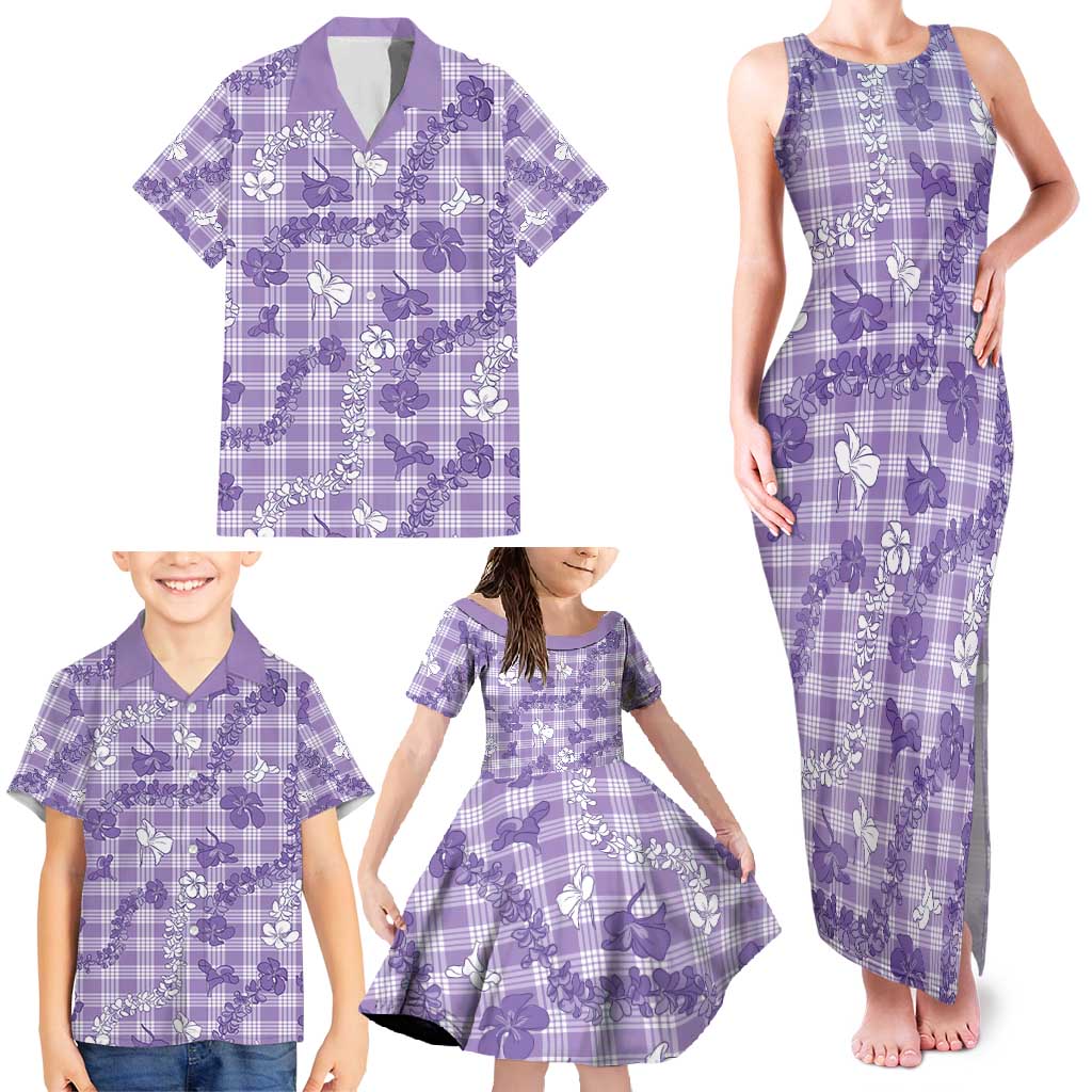 Poni Aloha Hawaii Family Matching Tank Maxi Dress and Hawaiian Shirt Plumeria Lei With Palaka Motif LT14 - Polynesian Pride