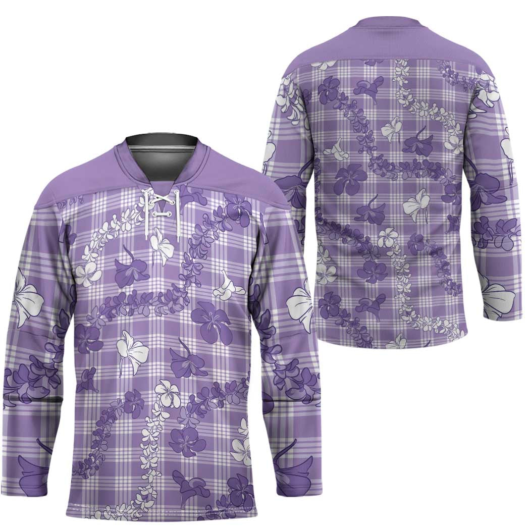 Poni Aloha Hawaii Hockey Jersey Plumeria Lei With Palaka Motif - Polynesian Pride