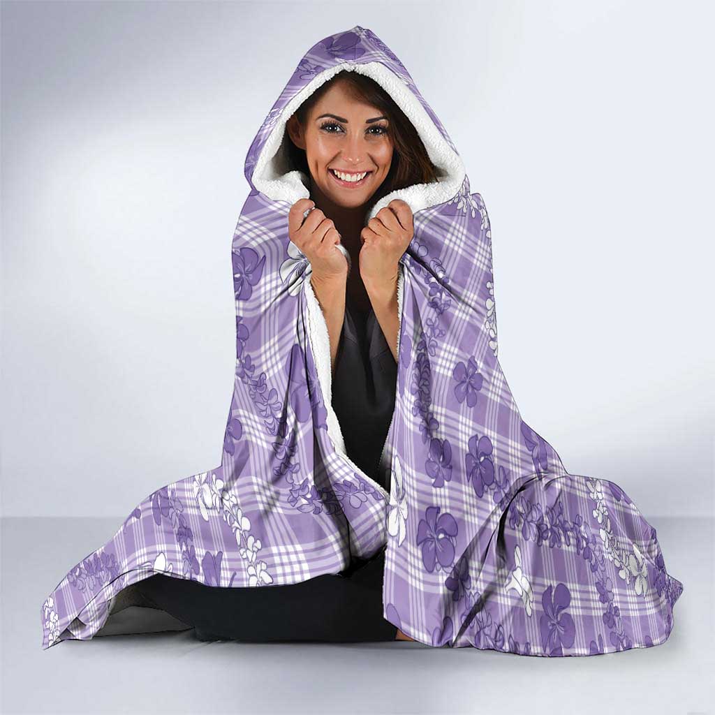 Poni Aloha Hawaii Hooded Blanket Plumeria Lei With Palaka Motif - Polynesian Pride