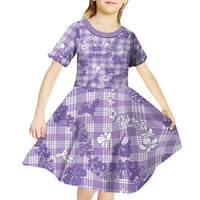 Poni Aloha Hawaii Kid Short Sleeve Dress Plumeria Lei With Palaka Motif - Polynesian Pride