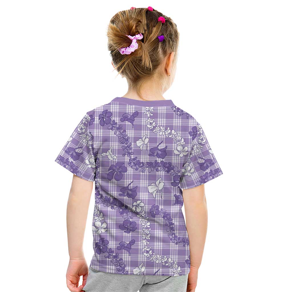 Poni Aloha Hawaii Kid T Shirt Plumeria Lei With Palaka Motif - Polynesian Pride