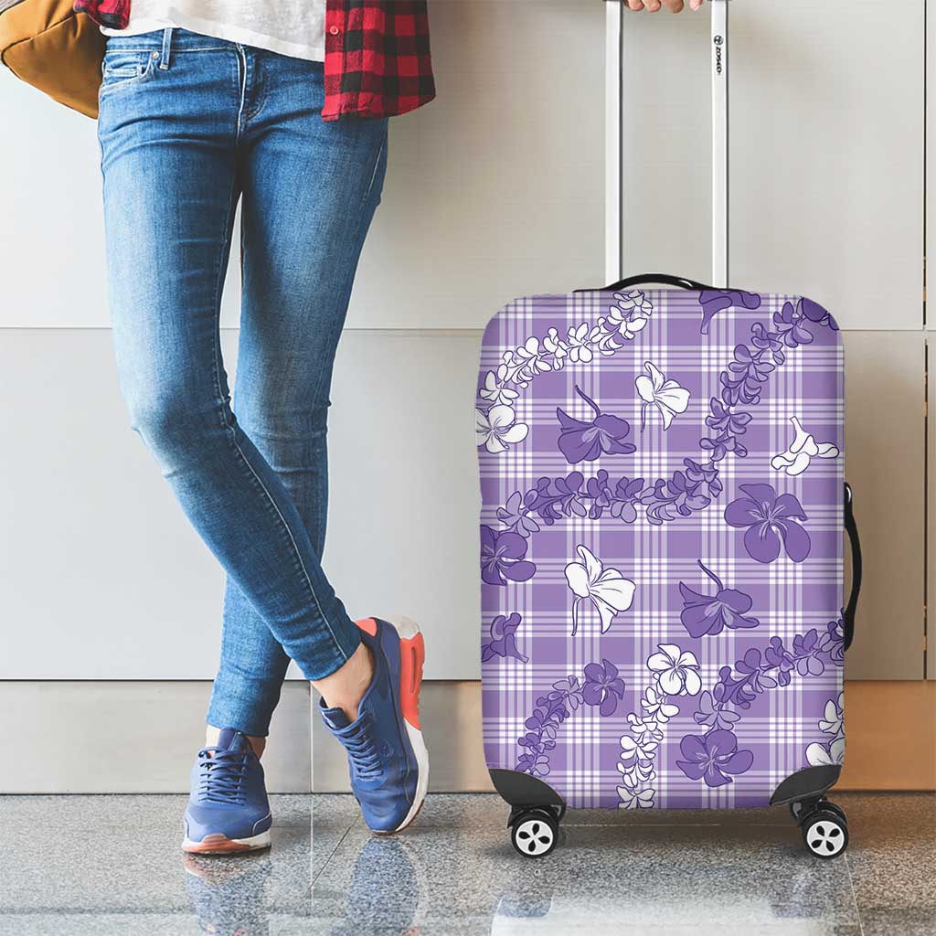Poni Aloha Hawaii Luggage Cover Plumeria Lei With Palaka Motif - Polynesian Pride