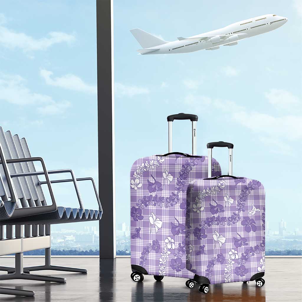 Poni Aloha Hawaii Luggage Cover Plumeria Lei With Palaka Motif - Polynesian Pride
