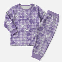 Poni Aloha Hawaii Christmas Pajama Set Plumeria Lei With Palaka Motif - Polynesian Pride