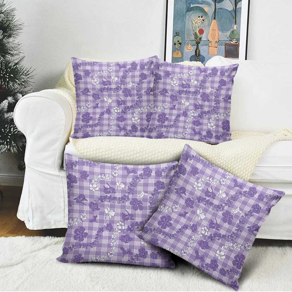 Poni Aloha Hawaii Pillow Cover Plumeria Lei With Palaka Motif - Polynesian Pride