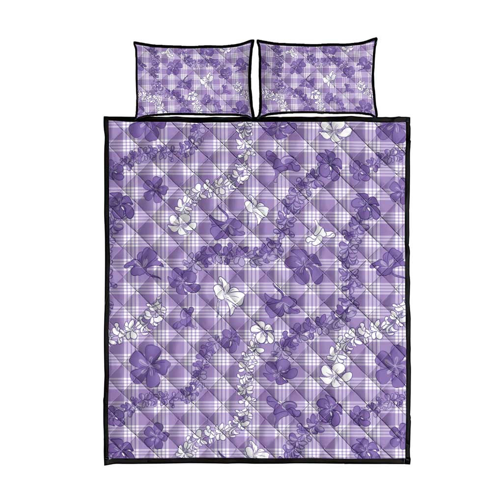 Poni Aloha Hawaii Quilt Bed Set Plumeria Lei With Palaka Motif LT14 - Polynesian Pride