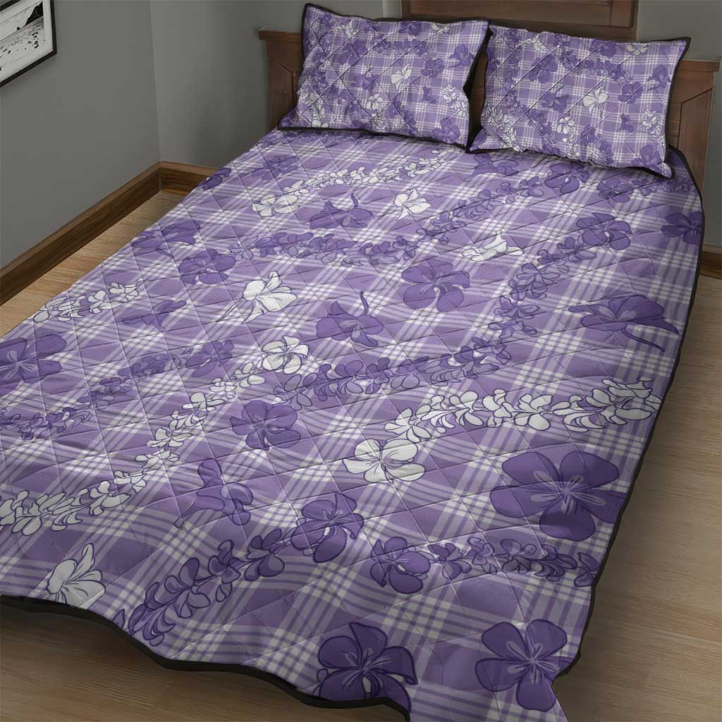 Poni Aloha Hawaii Quilt Bed Set Plumeria Lei With Palaka Motif LT14 - Polynesian Pride