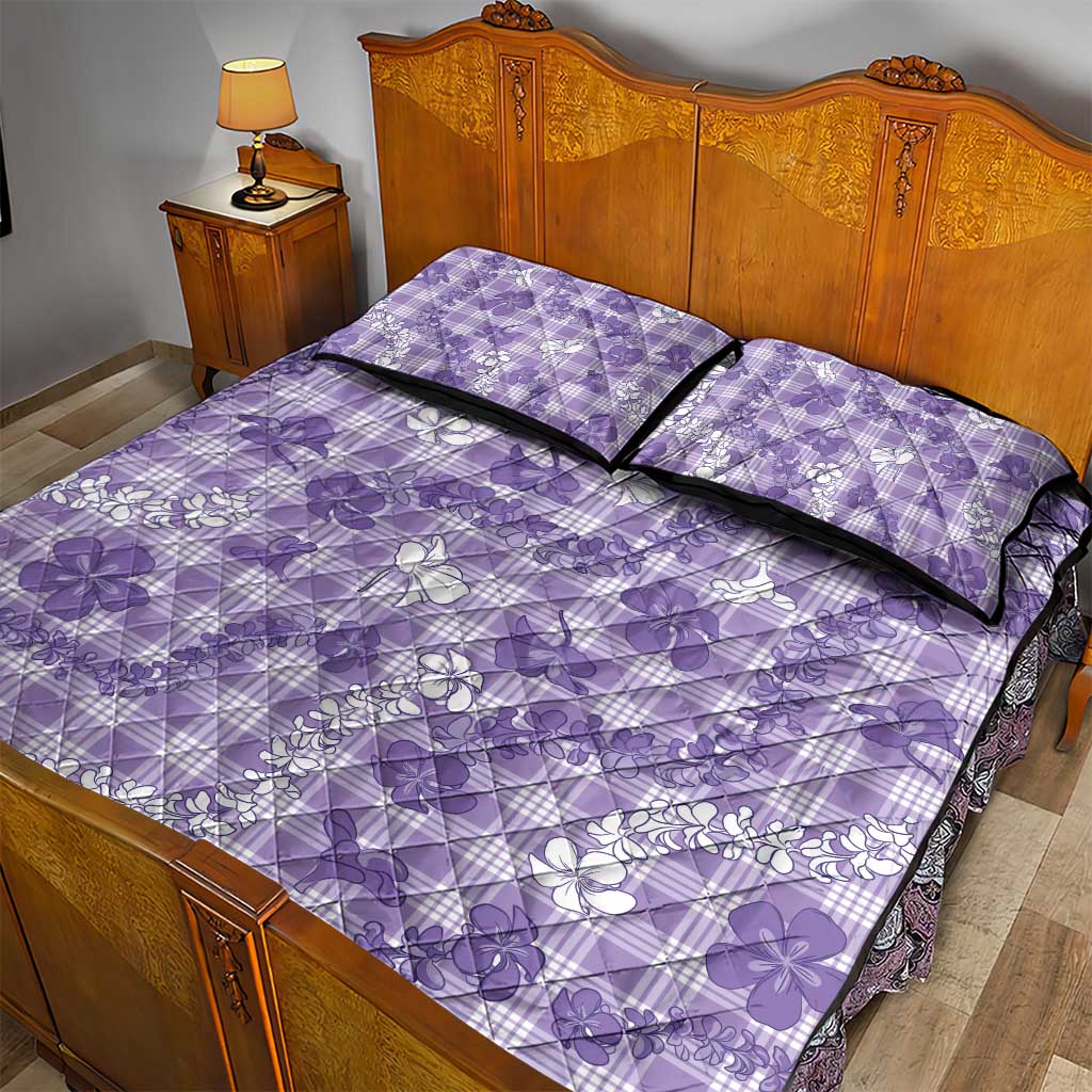 Poni Aloha Hawaii Quilt Bed Set Plumeria Lei With Palaka Motif LT14 - Polynesian Pride