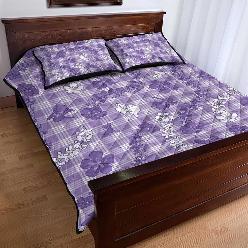 Poni Aloha Hawaii Quilt Bed Set Plumeria Lei With Palaka Motif LT14 - Polynesian Pride