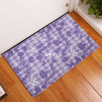 Poni Aloha Hawaii Rubber Doormat Plumeria Lei With Palaka Motif LT14 - Polynesian Pride