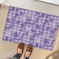 Poni Aloha Hawaii Rubber Doormat Plumeria Lei With Palaka Motif LT14 - Polynesian Pride