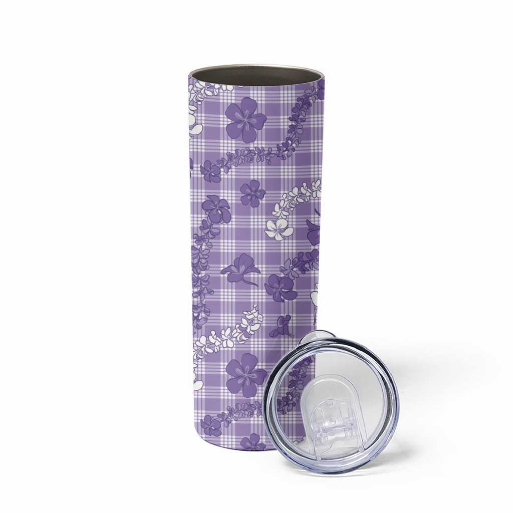 Poni Aloha Hawaii Skinny Tumbler Plumeria Lei With Palaka Motif - Polynesian Pride