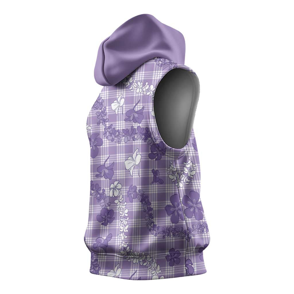 Poni Aloha Hawaii Sleeveless Hoodie Plumeria Lei With Palaka Motif - Polynesian Pride