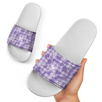 Poni Aloha Hawaii Slide Sandals Plumeria Lei With Palaka Motif - Polynesian Pride