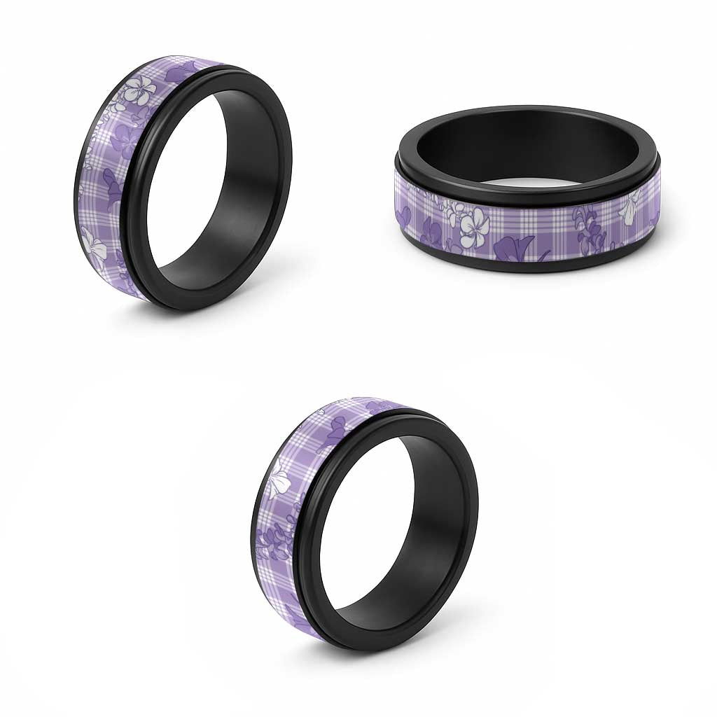 Poni Aloha Hawaii Spinner Ring Plumeria Lei With Palaka Motif - Polynesian Pride