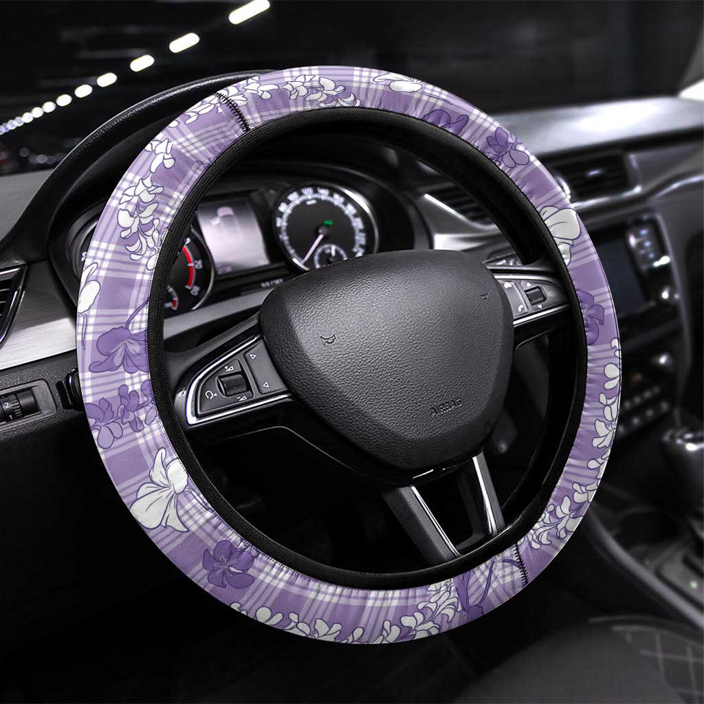 Poni Aloha Hawaii Steering Wheel Cover Plumeria Lei With Palaka Motif - Polynesian Pride