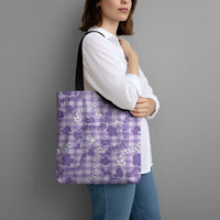 Poni Aloha Hawaii Tote Bag Plumeria Lei With Palaka Motif - Polynesian Pride
