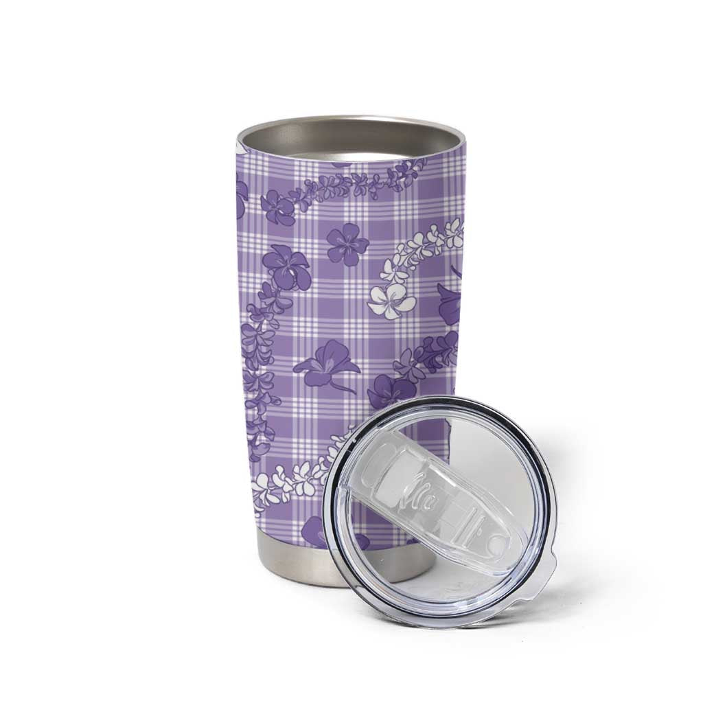 Poni Aloha Hawaii Tumbler Cup Plumeria Lei With Palaka Motif - Polynesian Pride