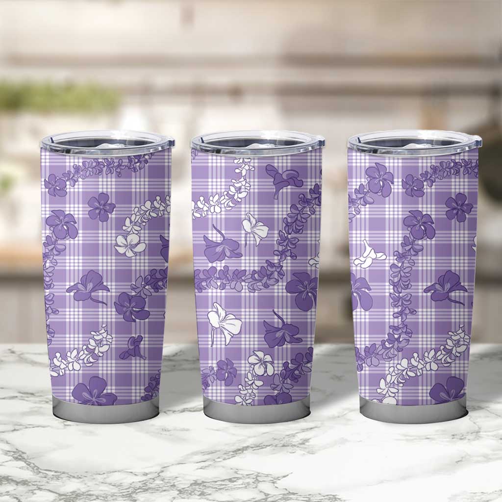 Poni Aloha Hawaii Tumbler Cup Plumeria Lei With Palaka Motif - Polynesian Pride