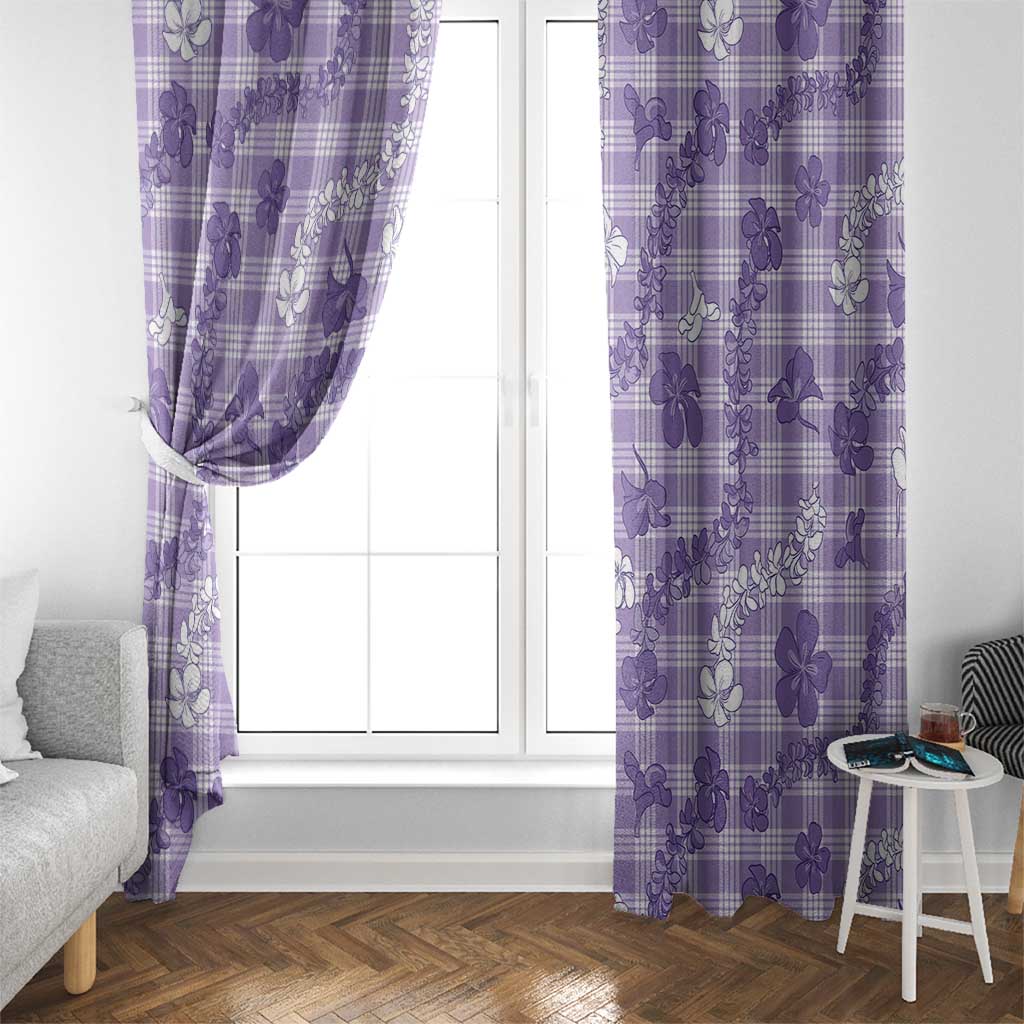 Poni Aloha Hawaii Window Curtain Plumeria Lei With Palaka Motif - Polynesian Pride