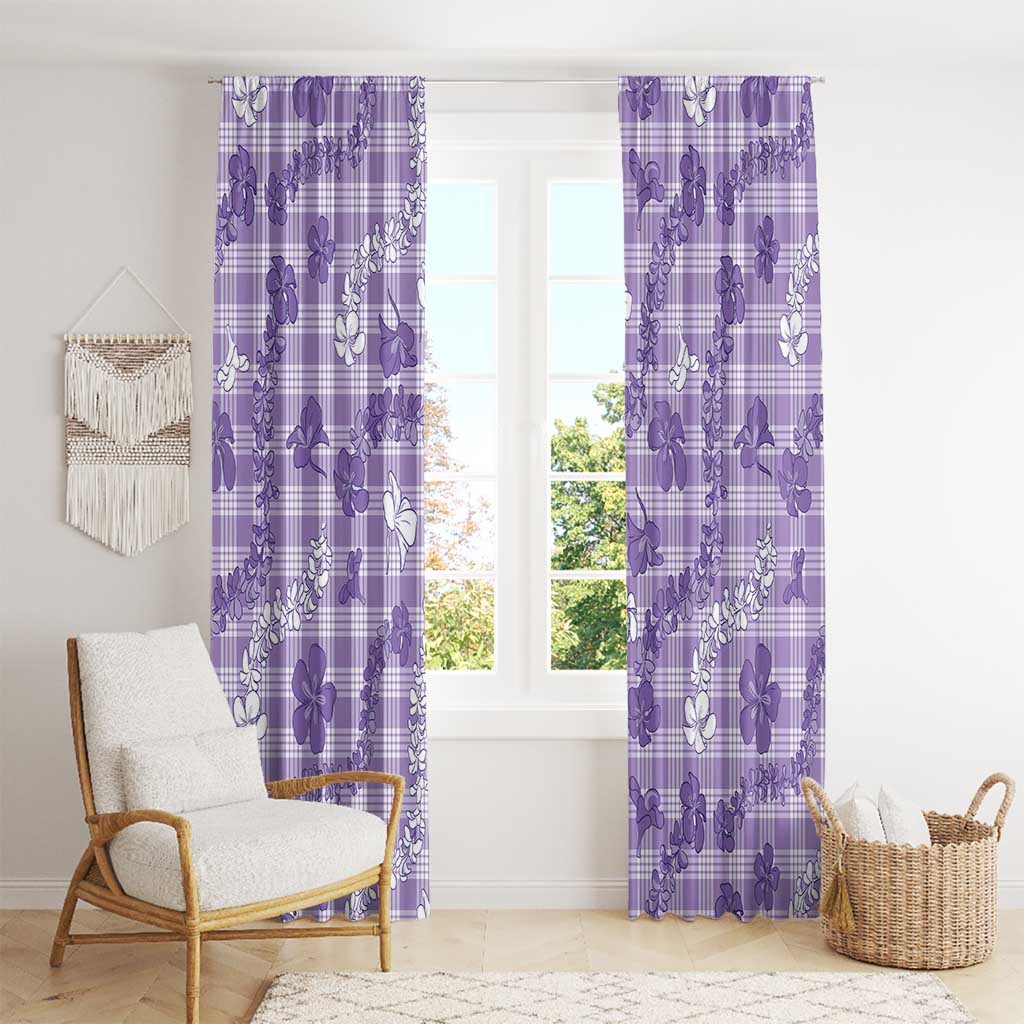 Poni Aloha Hawaii Window Curtain Plumeria Lei With Palaka Motif - Polynesian Pride