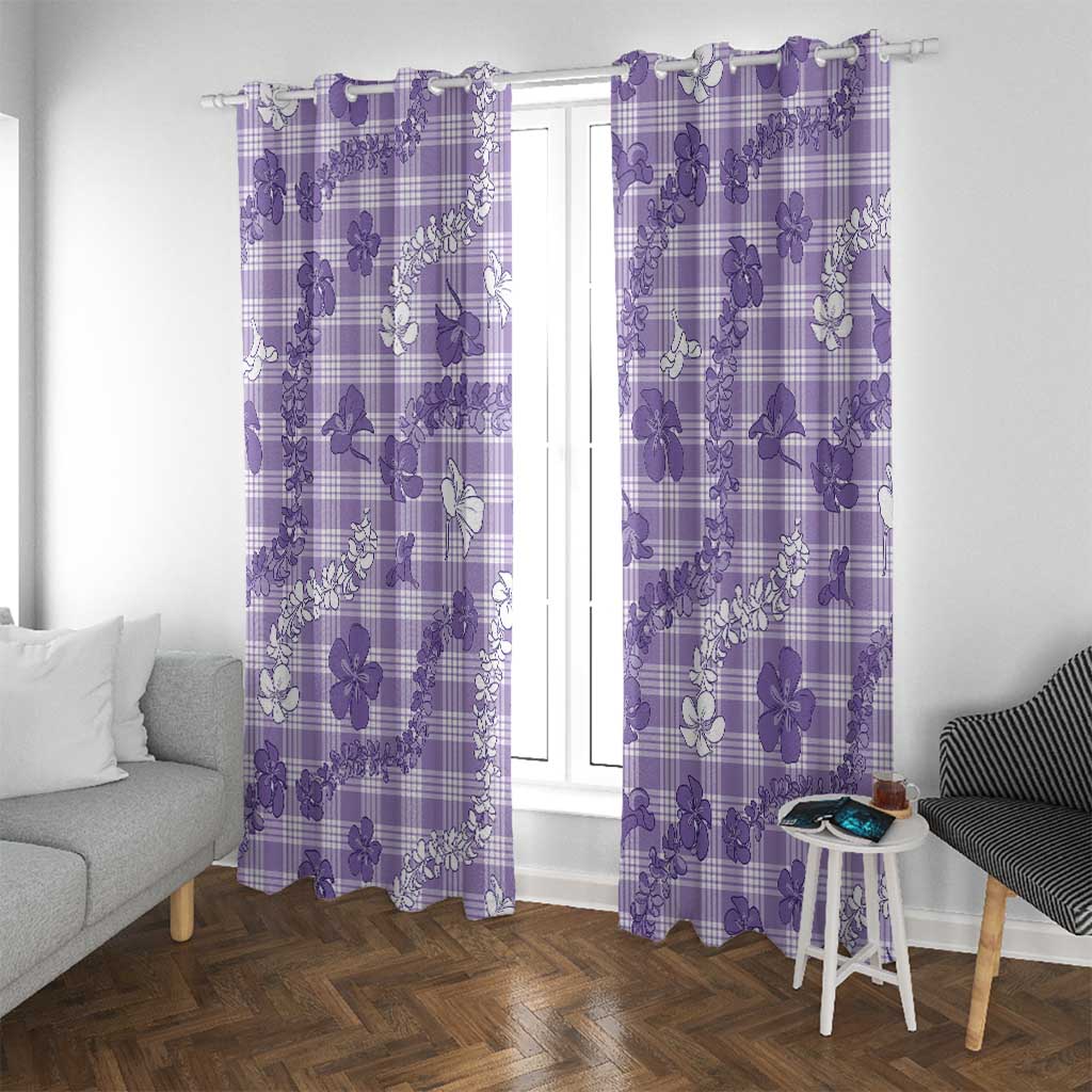 Poni Aloha Hawaii Window Curtain Plumeria Lei With Palaka Motif - Polynesian Pride